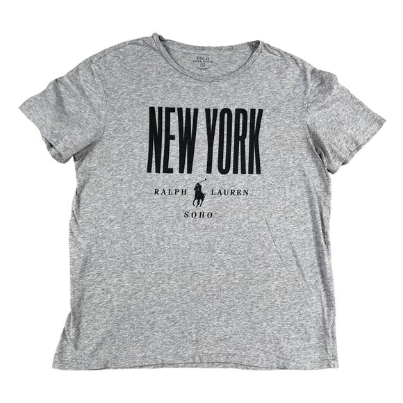 Polo Ralph Lauren Mens New York Soho Grey T-Shirt Sz Large - Picture 1 of 6
